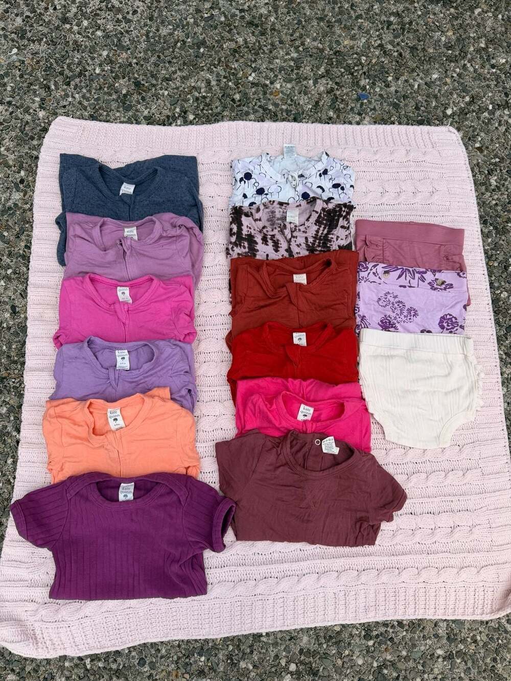 Kate Quinn Baby Modal Spandex Zip-Up Footie Pajamas and Bodysuit Lot 6-9 3-6